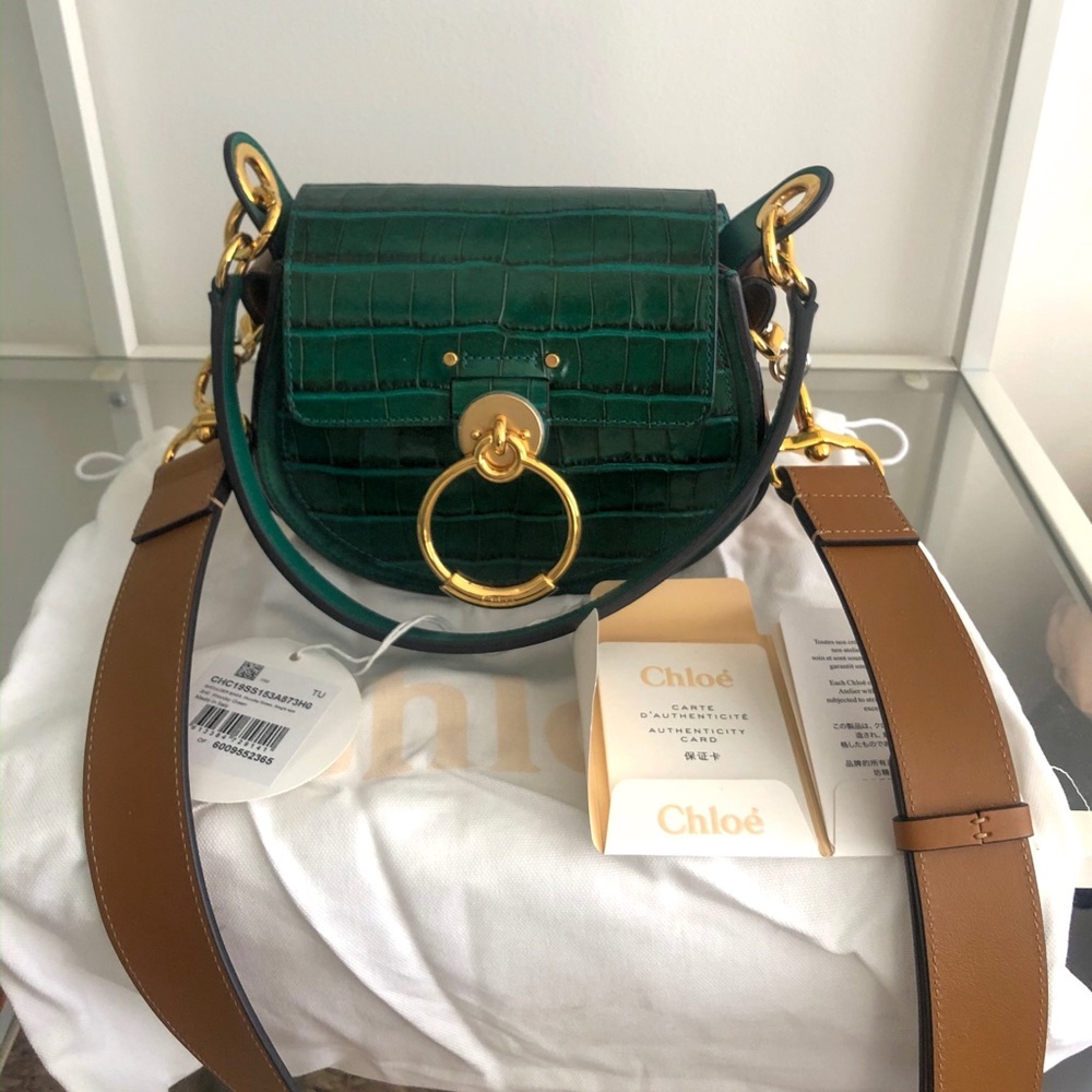Chloe Small Tess Croc Embossed Calfskin Bag